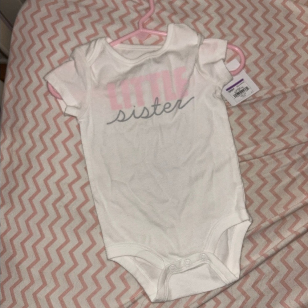 Little Sister White and Pink Onesie